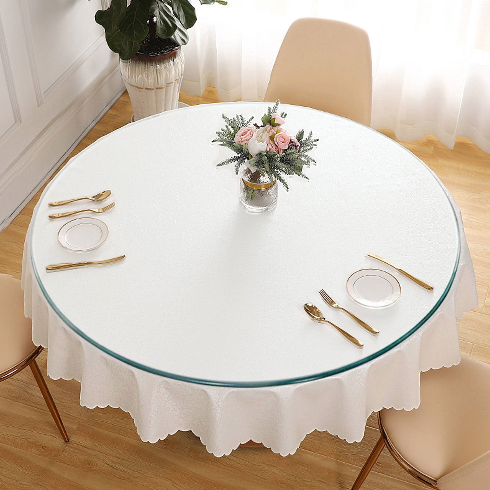 MAYEERTY 29.92in Round Tempered Glass Table Top, 0.24 Inch Thick Replacement Glass Tabletop, Custom Match for Wooden Metal Table Bases Dining Coffee Side Table
