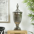 thumbnail image 2 of DecMode 10" x 25" Silver Ceramic Tall Decorative Jars with Grooves, 1-Piece, 2 of 11