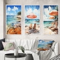 thumbnail image 1 of Designart "Southern Shoreline Echoes" Nautical & Beach Framed Wall Art Set Of 3 - Turquoise Beach Sand Frame Canvas Set For Living Room Decor, 1 of 6