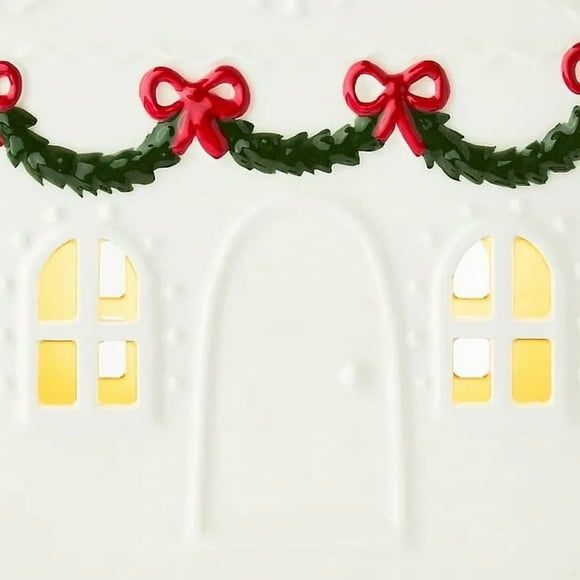 LED Ceramic Christmas Cottage Indoor Decoration, Glowing Holiday Decor for Home, Battery Operated for Mantel or Tabletop