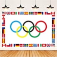 thumbnail image 1 of Bandera olímpica, decoraciones olímpicas, 1 pieza grande de decoración olímpica para los Juegos Olímpicos 2024 anillos de mercancías (bandera olímpica), 1 of 4