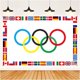 thumbnail image 1 of Bandera olímpica, decoraciones olímpicas, 1 pieza grande de decoración olímpica para los Juegos Olímpicos 2024 anillos de mercancías (bandera olímpica), 1 of 4