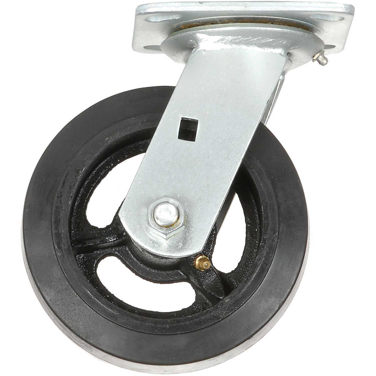 Global Industrial Heavy Duty Swivel Plate Caster 6"" Mold-on Rubber Wheel 500 lb