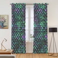 thumbnail image 2 of Coastal Teal Green Kitchen Curtains 84 Inch Length, Modern Ocean Mermaid Scales Grommet Top Bedroom Living Room Curtains, Light Filtering Cafe Curtain Drapes 2 Panels Set 84''x84'', 2 of 9