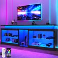 thumbnail image 2 of ChVans 80.7" Modern LED TV Stand for TVs up to 90" with LED Lights & Outlet, High Gloss Entertainment Center with Open Shelves Storage, Media Console TV Stands for Living Room, Game room, Bedroom, 2 of 7