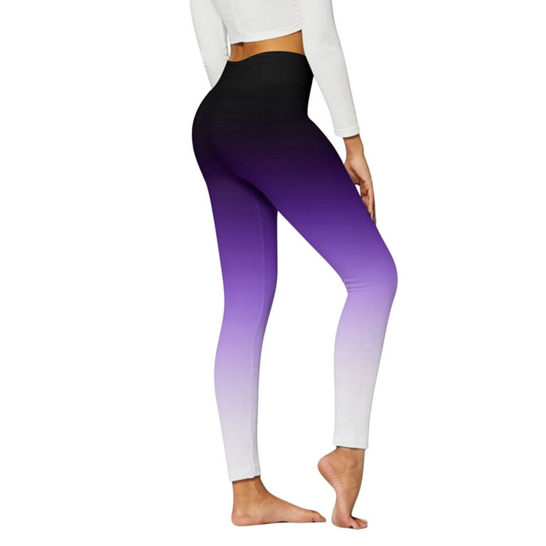 MRULIC yoga pants Leggings Pants Sports Tights Printed Running Gradient Yoga  Workout Lift Women High Waist Yoga Pants Purple + XXL 