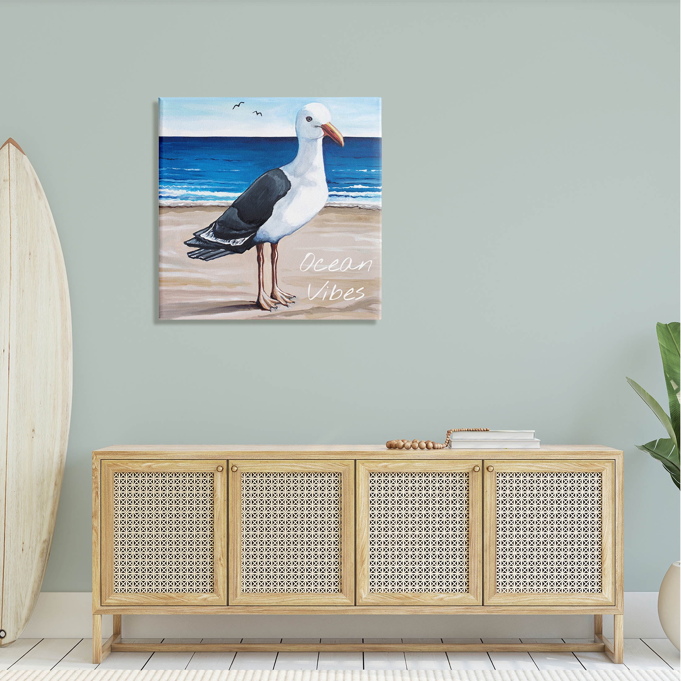 Stupell Industries Ocean Vibes Coastal Seagull Beach Graphic Art Gallery Wrapped Canvas Print Wall Art, Design by Elizabeth Tyndall