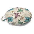 thumbnail image 1 of Blue and Pink Round Floor Cushion with Handle, Butterfly Pattern with Colorful and Silhouette Style Outline Designs, Pillow for Living Room & Dorms, 18" Round, Eggshell Multicolor, by Ambesonne, 1 of 4