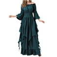 thumbnail image 1 of Timegard Womens Dresses 1 Shoulder Ruffle Long Sleeve Smocked Renaissance Costume Women Gothic Dress, 1 of 8