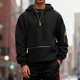thumbnail image 5 of Guieoi Shirts for Men Fashion Color-Block Waffle Hoodie Men's Warm Casual Tops Men's Pullover Clothes Black L, 5 of 8