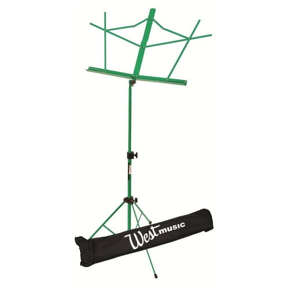 West Music Wire Music Stand with Bag, Green - Portable, Adjustable & Foldable for Sheets up to 8.5" x 11"