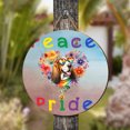 thumbnail image 4 of Peace Love Pride Basset Hound with Rainbow Sunglasses LGBT LGBTQ+ Round Wood Sign Bassets Dog Breed Lovers Gifts Idea Hanging Wall Home Decor - 01004, 4 of 5