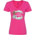 thumbnail image 3 of Inktastic Happy Easter with Cross and Flowers Women's V-Neck T-Shirt, 3 of 5