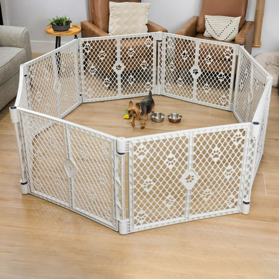 MyPet Paws Petyard 8-Panel Plastic Indoor and Outdoor Playpen for Dogs, Gray