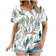 thumbnail image 2 of Plus Size Tops Womens Oversized Blouses Round Neck Short Sleeve Floral Printed Tops Loose Summer Flowy Shirts, 2 of 5