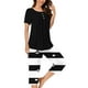 thumbnail image 1 of Sexy Pijama Conjunto para las Mujeres, Cuello Redondo Blusa de Manga Corta Y Pantalones, Traje de Moda Casual, 1 of 9