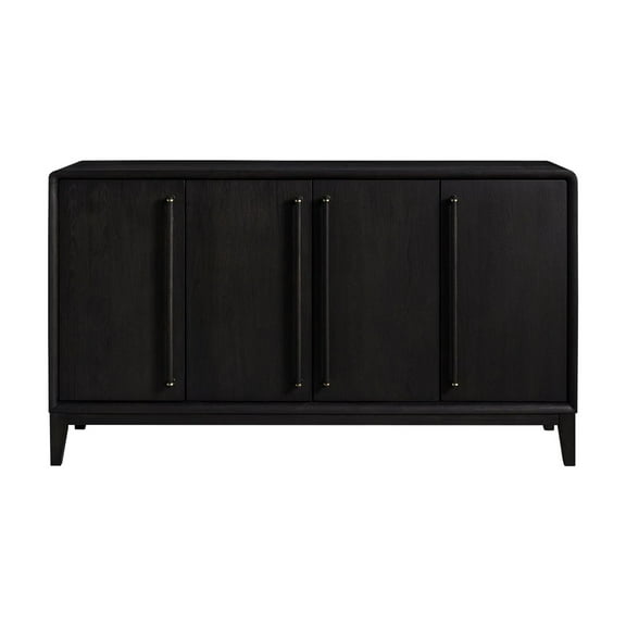 Peppercorn Server With 4 Storage Compartments, Veneers, Power Ready, Solid Wood   , Black, 64" D X 18" W 36" H, 149 Lb, 68" 22" 34" H Package, 166 Lb Cabinets Server, Veneered, Black 63.78" 18.33"
