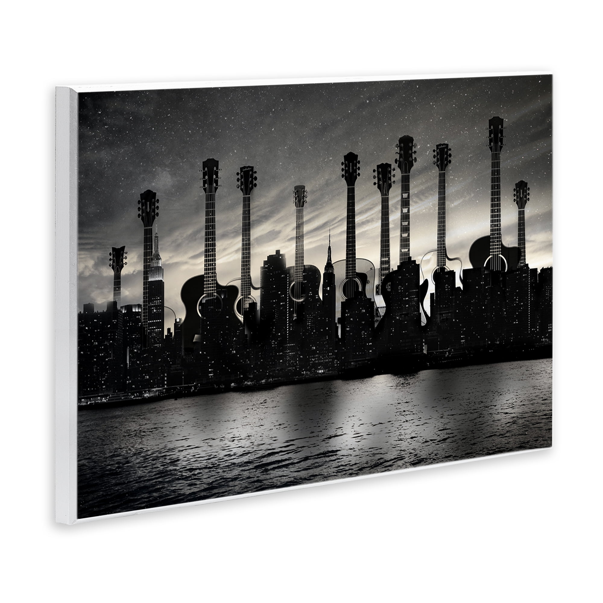 Stupell Industries Guitar Skyline Cityscape Wall Plaque Art, design by CAD Designs