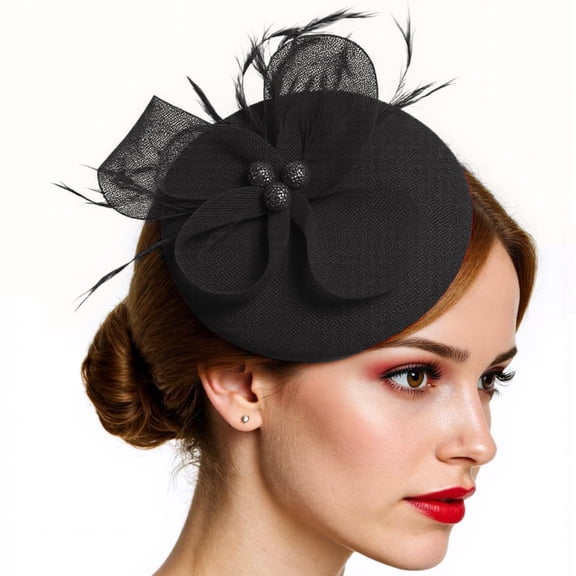 RUISINERY Womens Fascinators and Head Hairpin Set Beaded Decoration Hat Elegant Hair Accesories for Wedding and Theme Parties