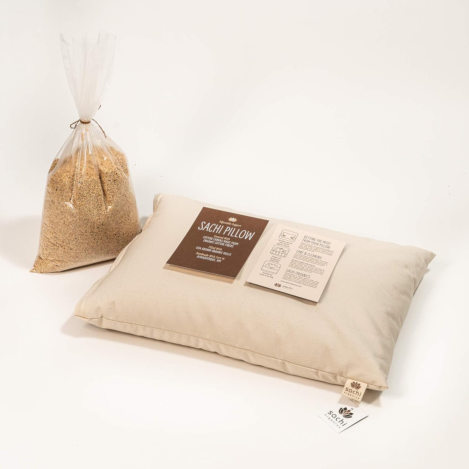 Bean Products Organic Millet Fill Pillow – 20x26 Standard Size, Hypoallergenic & Adjustable Sleep Pillow