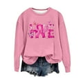 thumbnail image 4 of Aobny Pink Oversized Sweatshirt for Women Breast Cancer Butterflies Plus Tops Long Sleeve Women Tops Dressy Casual,XXXL, 4 of 5