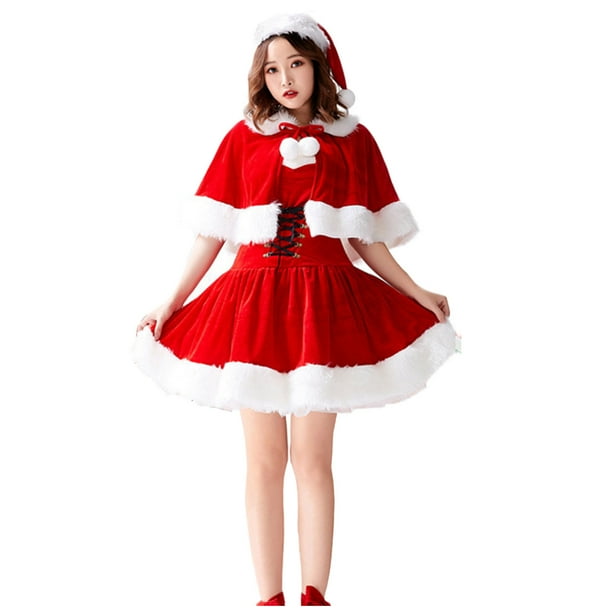 Papá Noel Disfrace de Cosplay Mujer Adulto Fiesta de disfraces Navidad Navidad Terciopelo Vestido / Chal Fridja nalpqowj3009