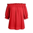 thumbnail image 6 of YVNAURA Womens Puff Short Sleeve Off Shoulder Tops 2026 Fashion Cute Casual Blouse Loose Fit Smocked Elastic Lightweight Summer Shirt Dressy Beach Travel Vacation Clothing, Red,XXL, 6 of 6