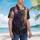 thumbnail image 3 of Fotbe Purple Flower Lazy Cat Camisa Hawaiana para Hombre Unisex – Camisa Casual de Verano con Botones de Manga Corta de Algodón y Lino,XX-Large, 3 of 7