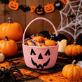 thumbnail image 5 of Halloween Basket Ghost Face Storage Basket with Spider and Bat Prints, Durable Polyester Candy Tote, Ideal for Holiday Decor and Everyday Use by OVFUIZ, 5 of 5