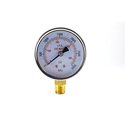 Propane Tank Gauge - High Pressure Gauge for Propane Regulator 0-400 psi - 2.5 inches