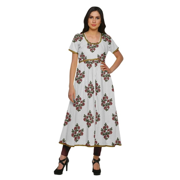 Moomaya Womens Printed Kurta Front Slit Tops Women Summer Wear Tunic Kurti