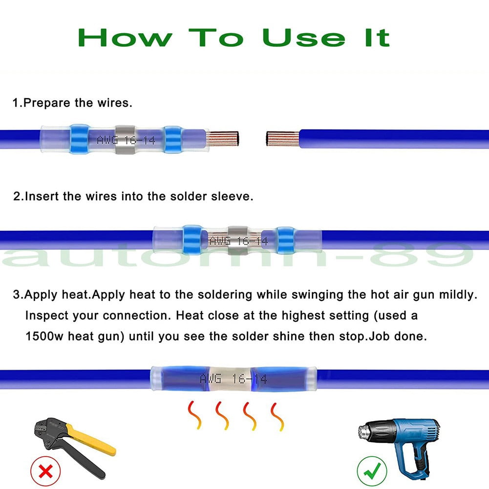 Butt Connector Kit Heat Shrink Wire Connectors Automotive Applications Easy To Operate Five Color Options Marine Applications