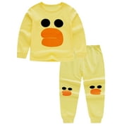 Kid Boys Girls Long Sleeve Pajama Sets Children Pjs Cute Characters 100% Cotton (Duck, 6X US (XS))