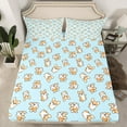 thumbnail image 2 of Castle Fairy Corgi Dog Boy 3pcs Twin Sheet Sets,Blue Orange Twin Fitted Sheet,Cartoon Animal Breathable Flat Sheet,Luxury Child Bedroom Decor, 2 of 7