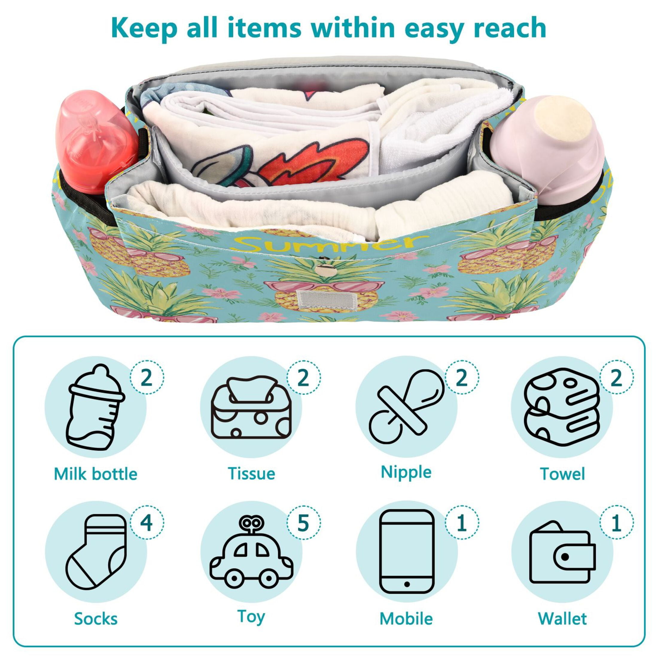 DIXRUYEE Stroller Organizer Pineapple Party Printed