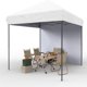 thumbnail image 1 of 10x10 pop-up awning con 1 side wall, 3 adjustable heights, roller bag, y 4 sandbags - blanca, 1 of 9