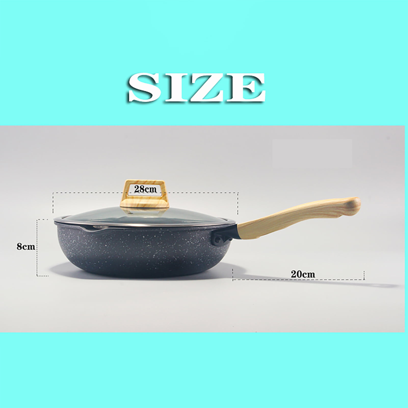 Marble stone Coated 30cm Induction Safe Cool Handle Non Stick Wok with Lid 