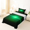 thumbnail image 3 of Manfei Gradient Horizontal Line Twin Sheets, Glowing Neon Light Bedding, Green and Black, Black Reversible 3pcs1 Flat Sheet + 1 Fitted Sheet + 1 Pillowcase, 3 of 6
