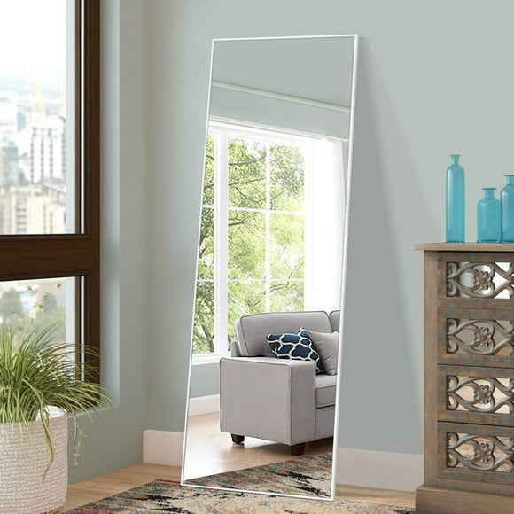 NeuType Miroir Complet Miroir Miroir Miroir au Sol avec Support Debout Chambre / Vestiaire Miroir Debout / Suspendu Miroir Dressing Miroir (Blanc)