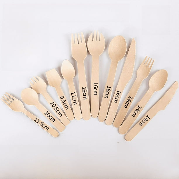 Cuchara desechable, cuchillo y tenedor de madera, cuchara, vajilla de protección del medio ambiente, juego de cubiertos, tenedor para pastel, helado, postre, cuchara de madera, pala de madera para