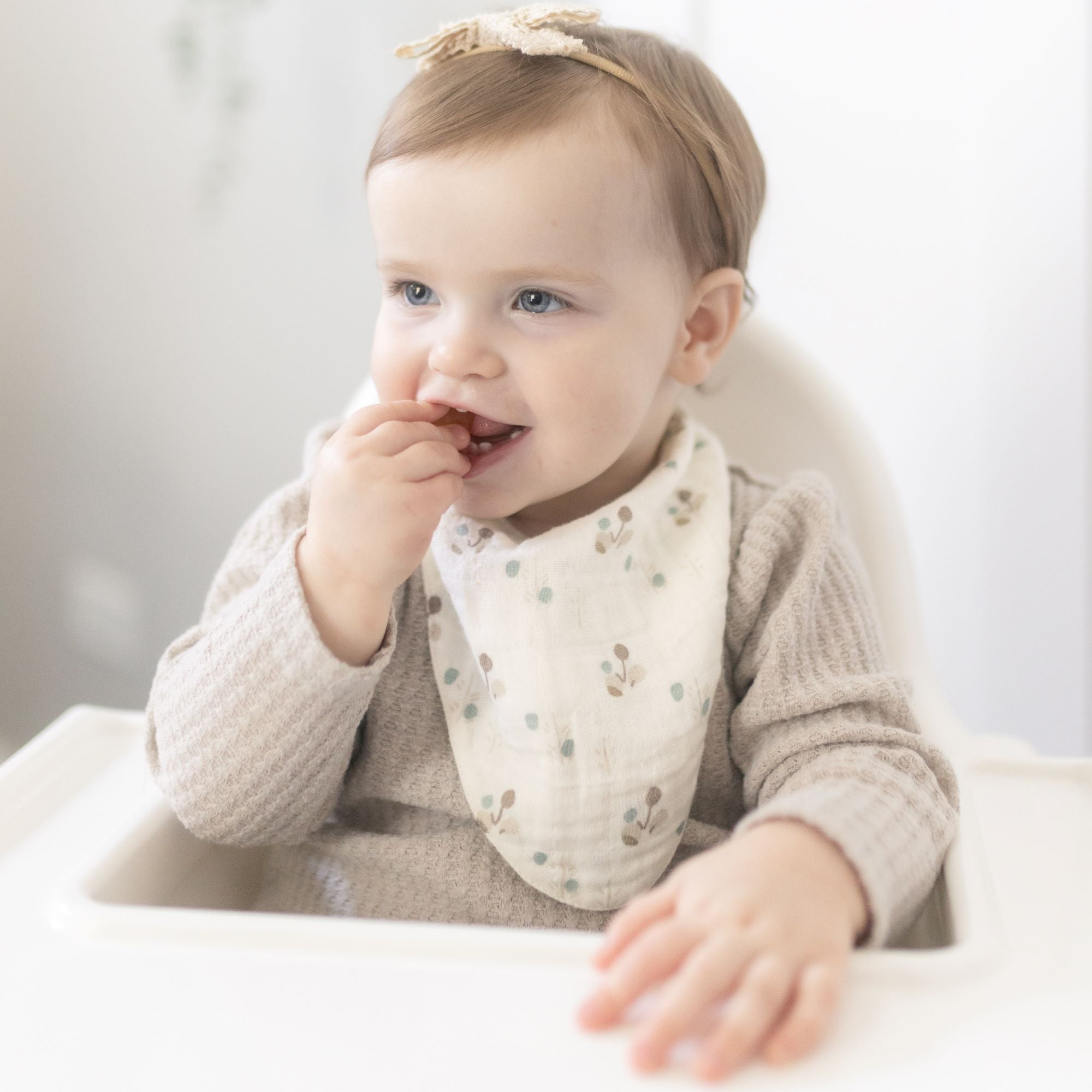 Crane Baby Organic Cotton 3-Piece Adjustable Fit Bandana Baby Bib Set, White, Unisex Baby Bibs