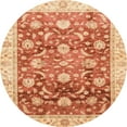 thumbnail image 1 of Ahgly Company Machine Washable Indoor Round Abstract Orange Red Area Rugs, 5' Round, 1 of 1