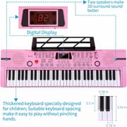 Mixfeer 61 Key Keyboard Piano, Electronic Piano with Built-In Speaker, Microphone, Sheet Stand and Power Supply, Portable Keyboard for Beginners, Pink