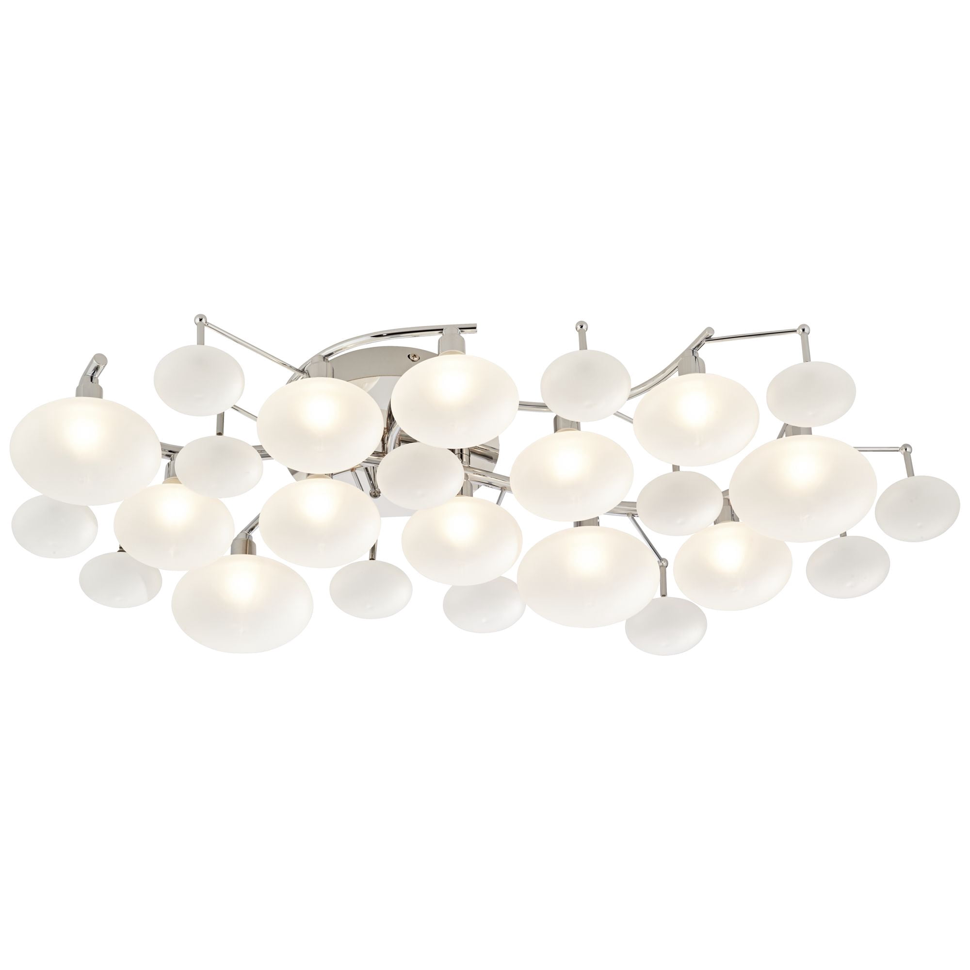 Possini Euro Design Lilypad Modern Ceiling Light Semi Flush Mount Fixture 30" Wide Chrome 12-Light Frosted Opal Glass for Bedroom Kitchen Living Room