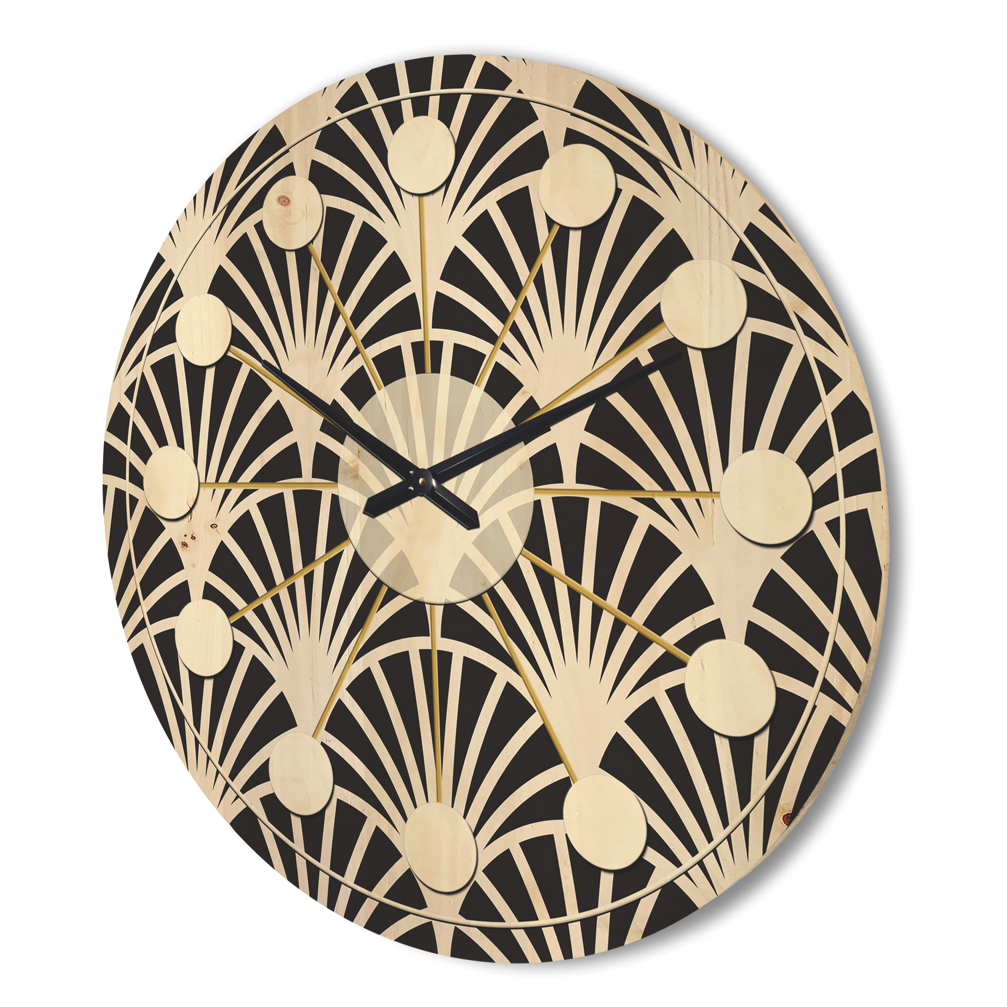 Designart 'Deco Waves Retro Art I' Mid-Century Modern Wood Wall Clock