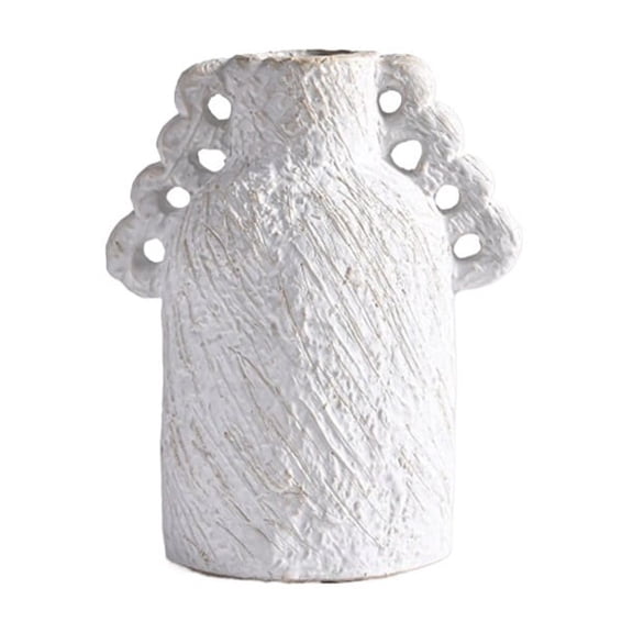 White Vintage Ceramic Vase Rustic Skeleton Flower Arrangement Home Decor