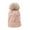 Pink, variant on WREESH Women's Fashion Wool Beanie Cold Protection Warm Hat, Thickened All-Match Hat With Pompom Beige