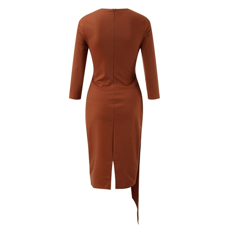 brown square neck dress Square Neck Midi Dress in Chocolate Brown - S main image 0