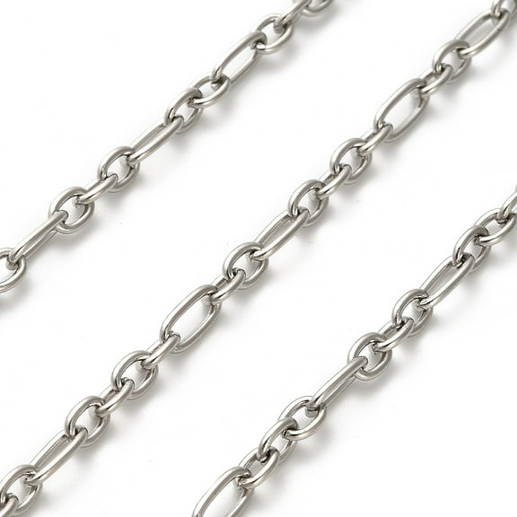 5ms 304 Stainless Steel Figaro Chains Unwelded Stainless Steel color 5x4x1mm