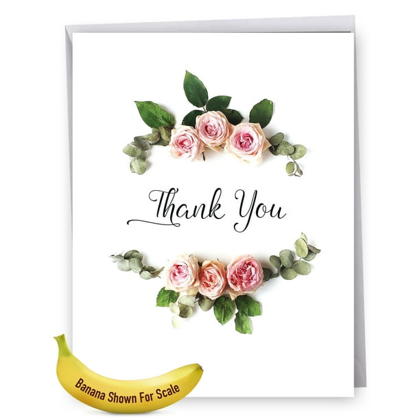 J4175ATYG Extra Large Thank You Greeting Card 'Elegant flowers
